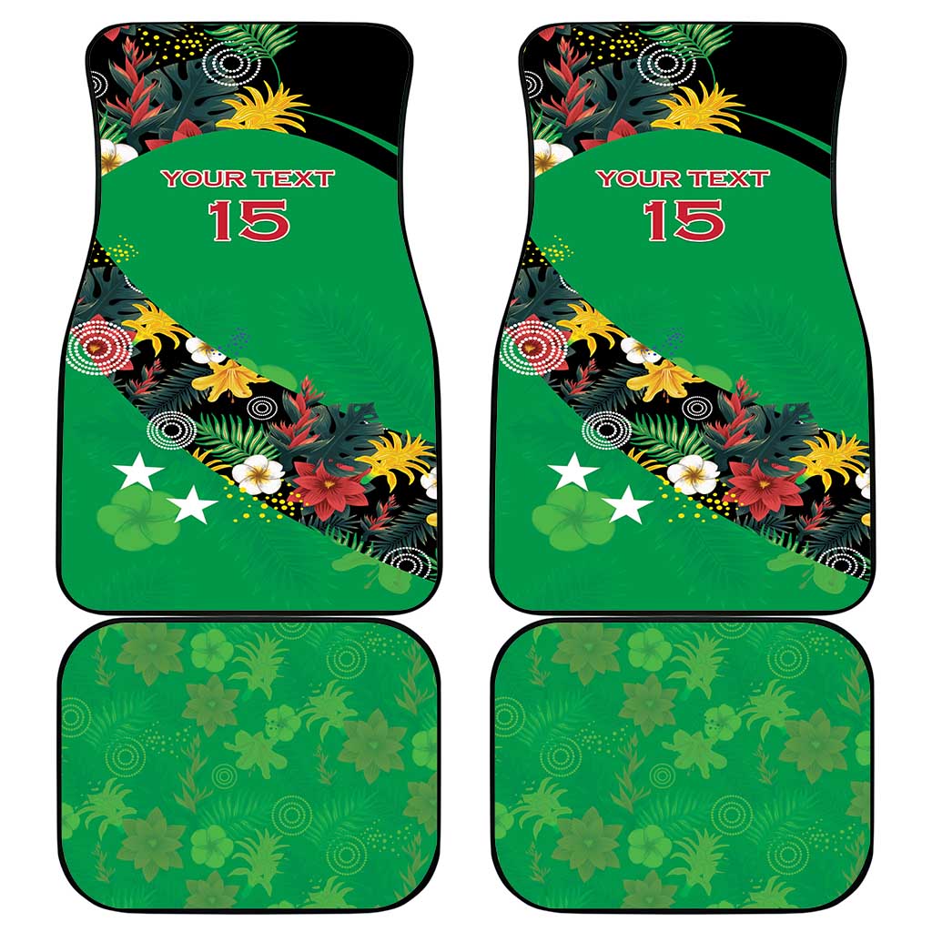 Custom St Kitts and Nevis Cricket Car Mats Tropical Flowers Jersey