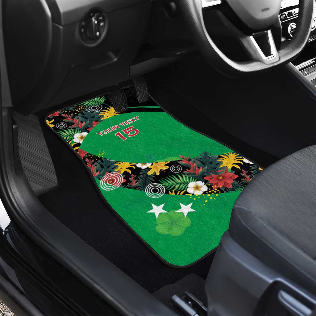 Custom St Kitts and Nevis Cricket Car Mats Tropical Flowers Jersey