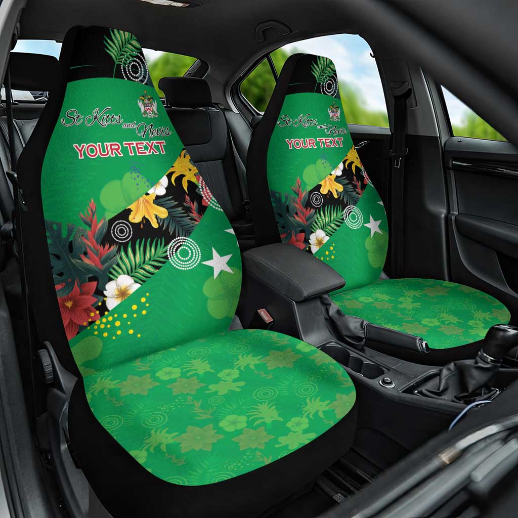Custom St Kitts and Nevis Cricket Car Seat Cover Tropical Flowers Jersey