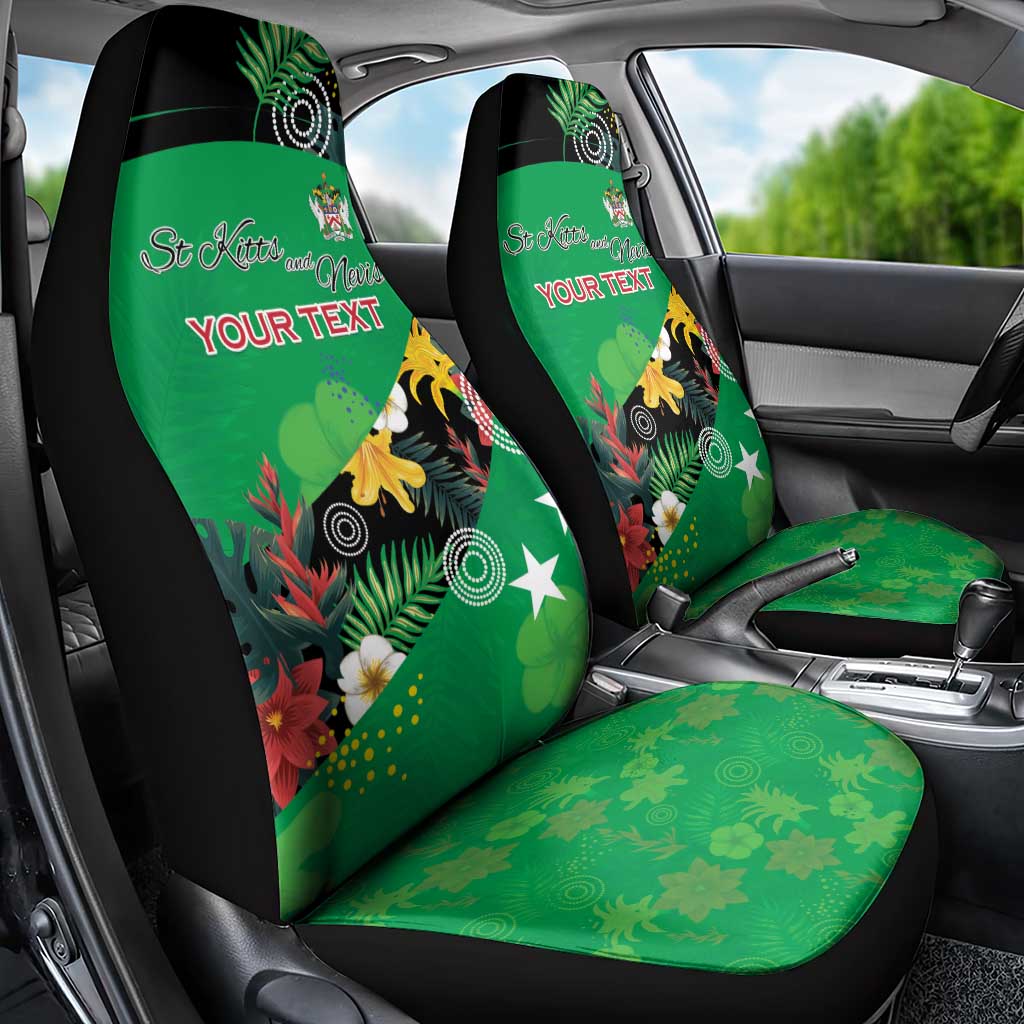 Custom St Kitts and Nevis Cricket Car Seat Cover Tropical Flowers Jersey