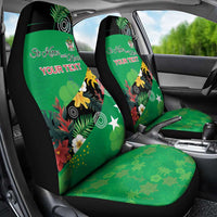 Custom St Kitts and Nevis Cricket Car Seat Cover Tropical Flowers Jersey