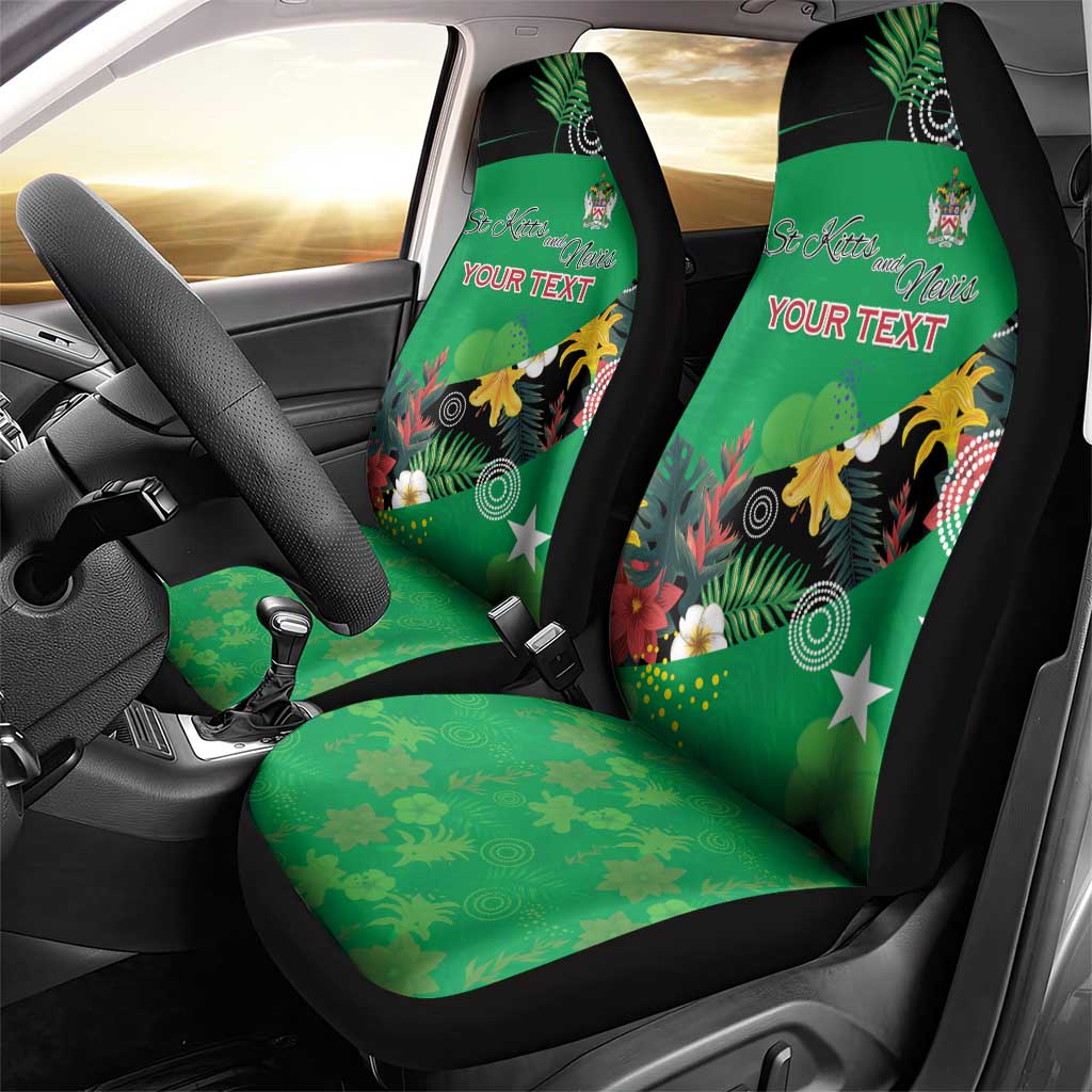 Custom St Kitts and Nevis Cricket Car Seat Cover Tropical Flowers Jersey