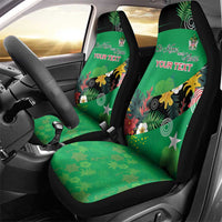 Custom St Kitts and Nevis Cricket Car Seat Cover Tropical Flowers Jersey