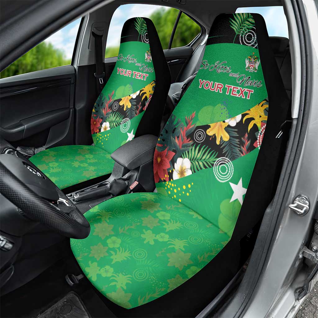 Custom St Kitts and Nevis Cricket Car Seat Cover Tropical Flowers Jersey