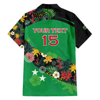 Custom St Kitts and Nevis Cricket Family Matching Long Sleeve Bodycon Dress and Hawaiian Shirt Tropical Flowers Jersey