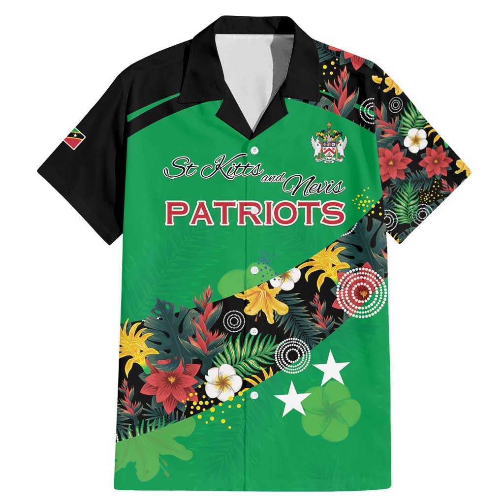 Custom St Kitts and Nevis Cricket Family Matching Mermaid Dress and Hawaiian Shirt Tropical Flowers Jersey