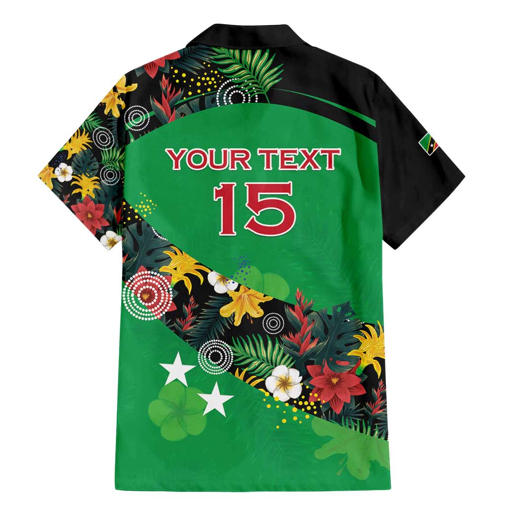 Custom St Kitts and Nevis Cricket Family Matching Mermaid Dress and Hawaiian Shirt Tropical Flowers Jersey