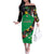 Custom St Kitts and Nevis Cricket Family Matching Off The Shoulder Long Sleeve Dress and Hawaiian Shirt Tropical Flowers Jersey