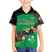 Custom St Kitts and Nevis Cricket Family Matching Off Shoulder Short Dress and Hawaiian Shirt Tropical Flowers Jersey
