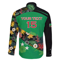 Custom St Kitts and Nevis Cricket Family Matching Short Sleeve Bodycon Dress and Hawaiian Shirt Tropical Flowers Jersey