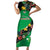 Custom St Kitts and Nevis Cricket Family Matching Short Sleeve Bodycon Dress and Hawaiian Shirt Tropical Flowers Jersey