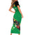 Custom St Kitts and Nevis Cricket Family Matching Short Sleeve Bodycon Dress and Hawaiian Shirt Tropical Flowers Jersey