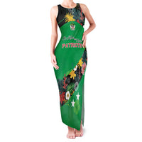 Custom St Kitts and Nevis Cricket Family Matching Tank Maxi Dress and Hawaiian Shirt Tropical Flowers Jersey