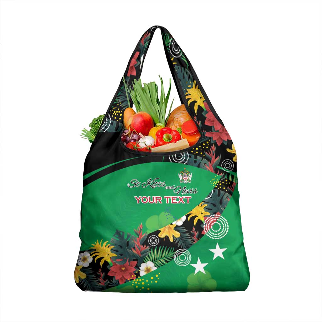 Custom St Kitts and Nevis Cricket Grocery Bag Tropical Flowers Jersey