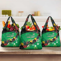 Custom St Kitts and Nevis Cricket Grocery Bag Tropical Flowers Jersey