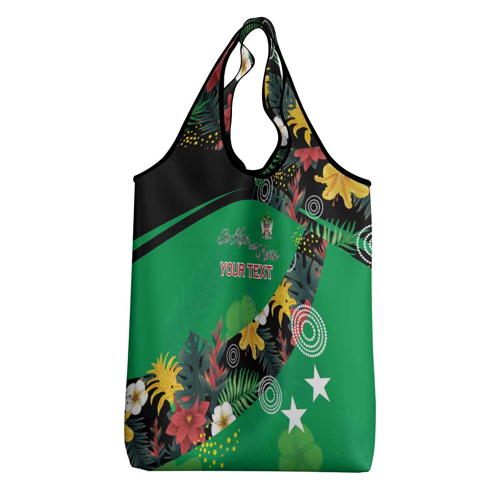 Custom St Kitts and Nevis Cricket Grocery Bag Tropical Flowers Jersey