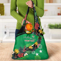 Custom St Kitts and Nevis Cricket Grocery Bag Tropical Flowers Jersey