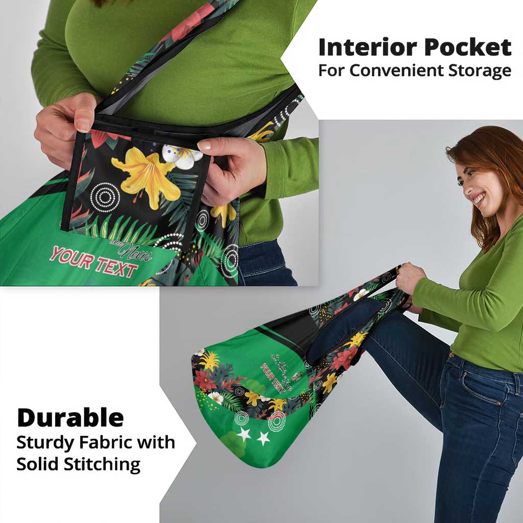 Custom St Kitts and Nevis Cricket Grocery Bag Tropical Flowers Jersey