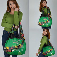 Custom St Kitts and Nevis Cricket Grocery Bag Tropical Flowers Jersey