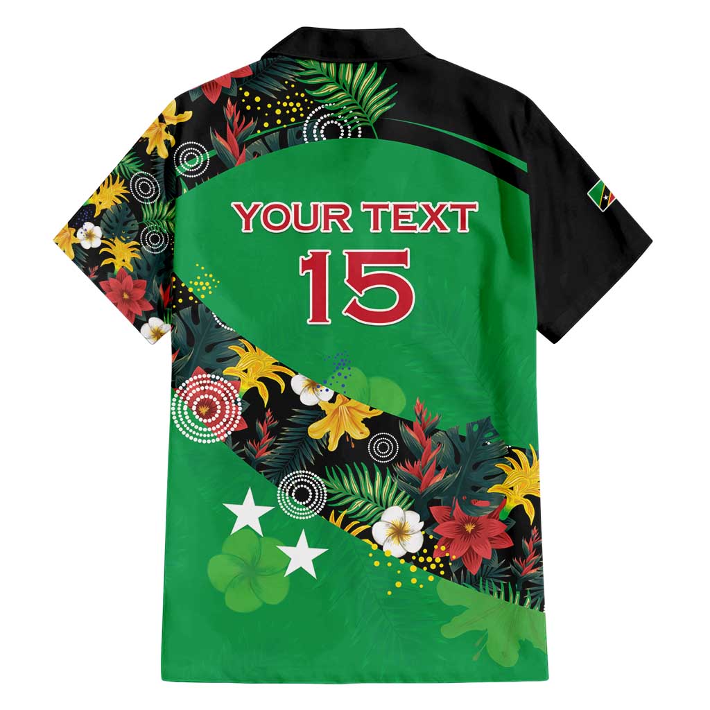 Custom St Kitts and Nevis Cricket Hawaiian Shirt Tropical Flowers Jersey