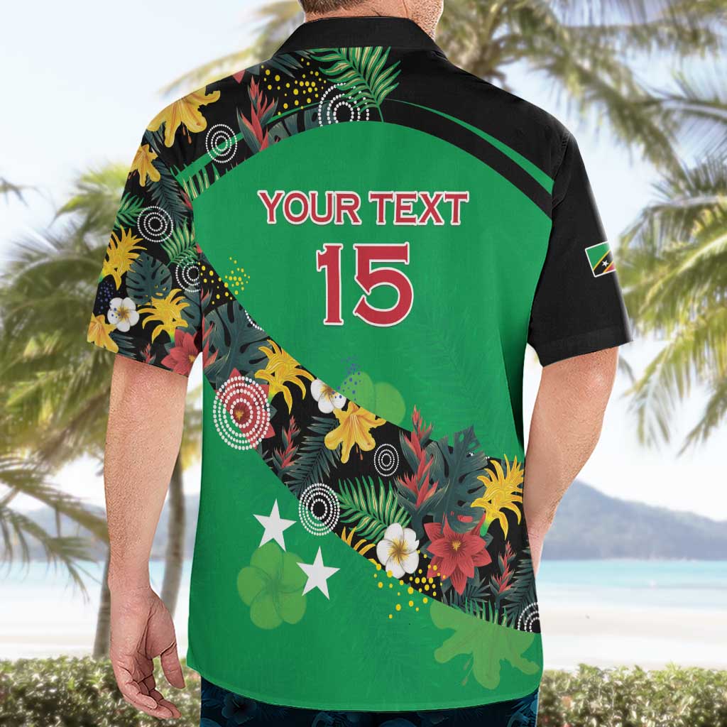 Custom St Kitts and Nevis Cricket Hawaiian Shirt Tropical Flowers Jersey