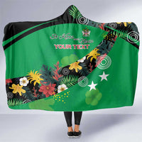 Custom St Kitts and Nevis Cricket Hooded Blanket Tropical Flowers Jersey