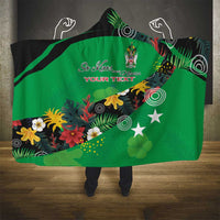 Custom St Kitts and Nevis Cricket Hooded Blanket Tropical Flowers Jersey
