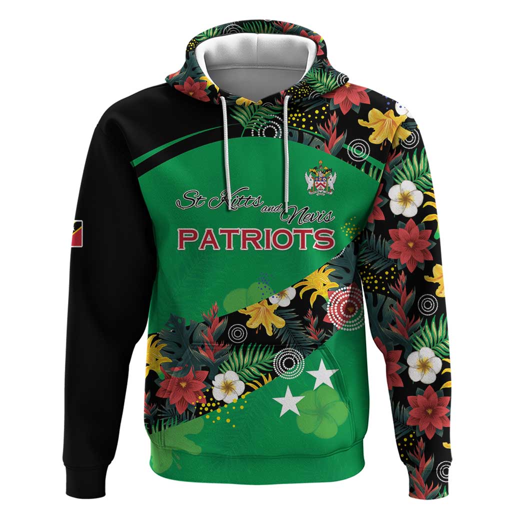 Custom St Kitts and Nevis Cricket Hoodie Tropical Flowers Jersey