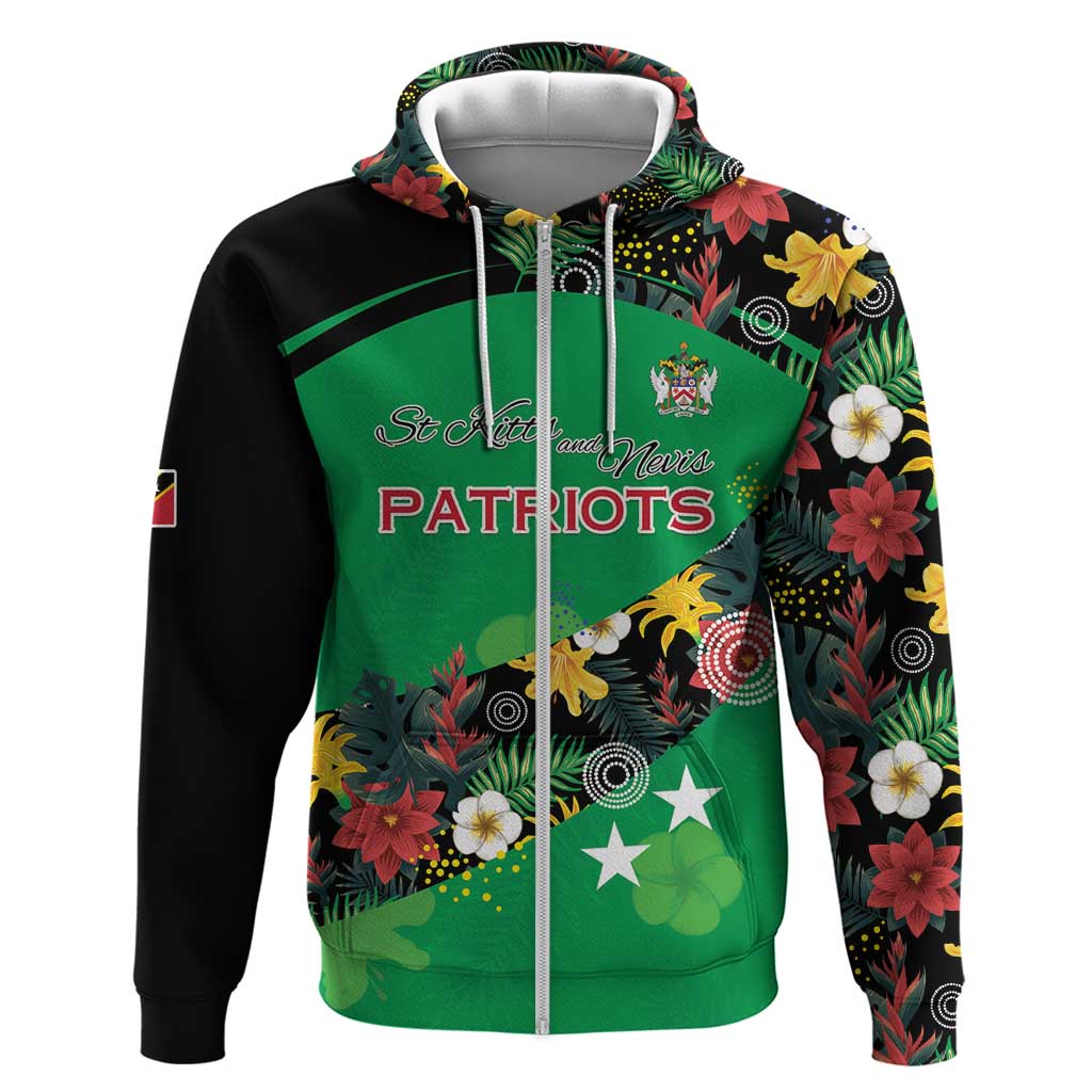 Custom St Kitts and Nevis Cricket Hoodie Tropical Flowers Jersey