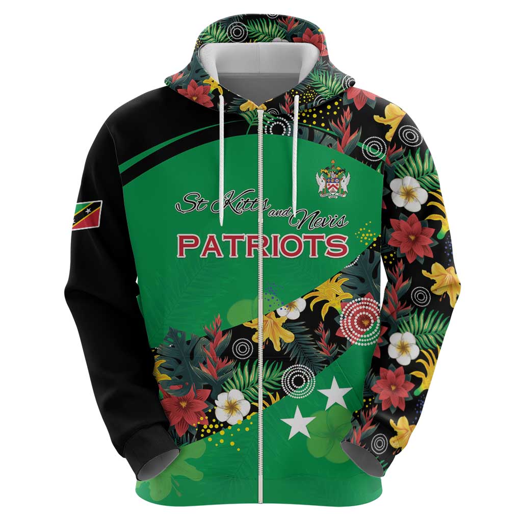 Custom St Kitts and Nevis Cricket Hoodie Tropical Flowers Jersey