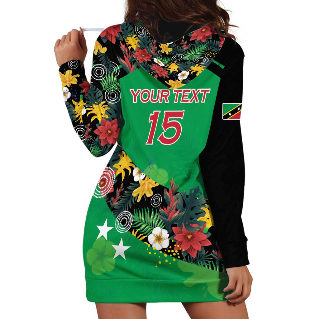 Custom St Kitts and Nevis Cricket Hoodie Dress Tropical Flowers Jersey