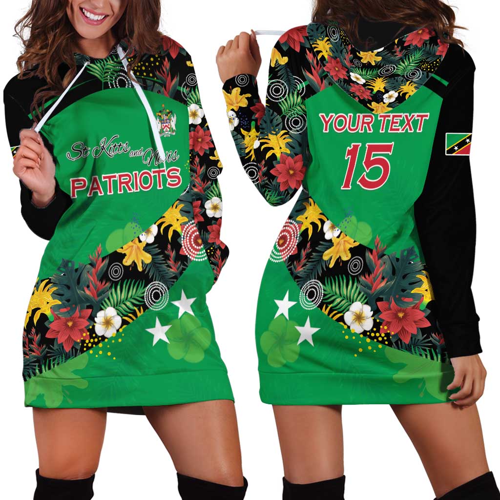 Custom St Kitts and Nevis Cricket Hoodie Dress Tropical Flowers Jersey
