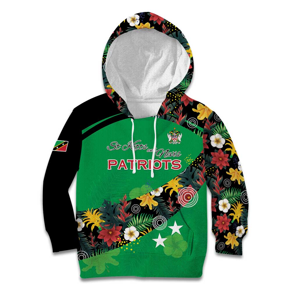 Custom St Kitts and Nevis Cricket Kid Hoodie Tropical Flowers Jersey