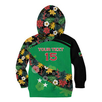 Custom St Kitts and Nevis Cricket Kid Hoodie Tropical Flowers Jersey