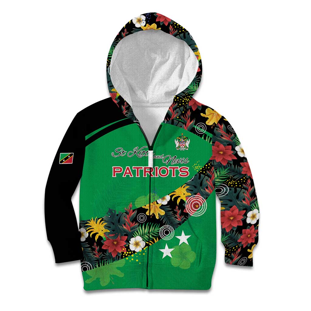 Custom St Kitts and Nevis Cricket Kid Hoodie Tropical Flowers Jersey