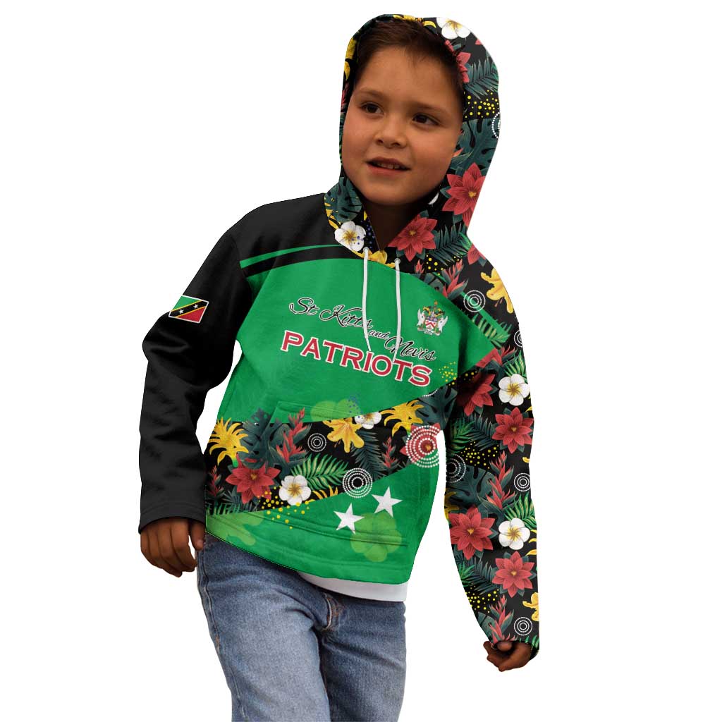 Custom St Kitts and Nevis Cricket Kid Hoodie Tropical Flowers Jersey