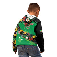 Custom St Kitts and Nevis Cricket Kid Hoodie Tropical Flowers Jersey