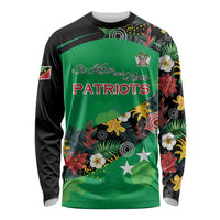 Custom St Kitts and Nevis Cricket Long Sleeve Shirt Tropical Flowers Jersey