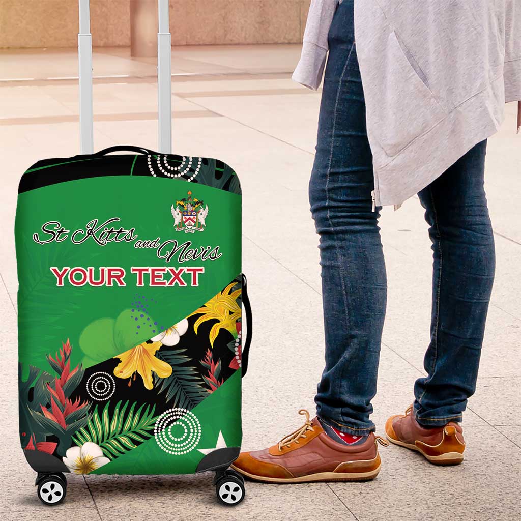 Custom St Kitts and Nevis Cricket Luggage Cover Tropical Flowers Jersey