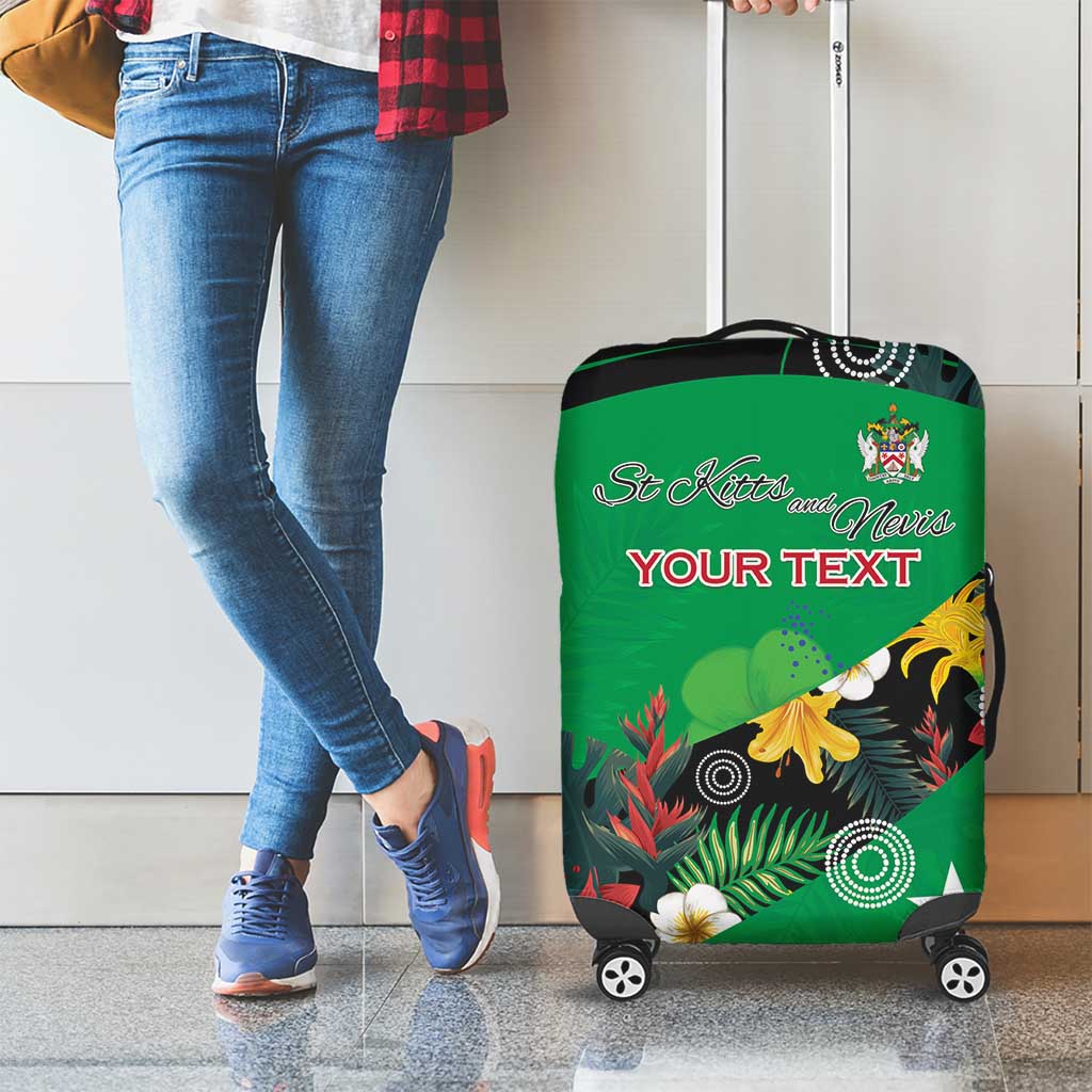 Custom St Kitts and Nevis Cricket Luggage Cover Tropical Flowers Jersey