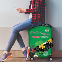 Custom St Kitts and Nevis Cricket Luggage Cover Tropical Flowers Jersey