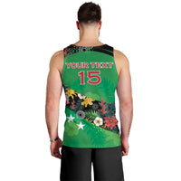 Custom St Kitts and Nevis Cricket Men Tank Top Tropical Flowers Jersey