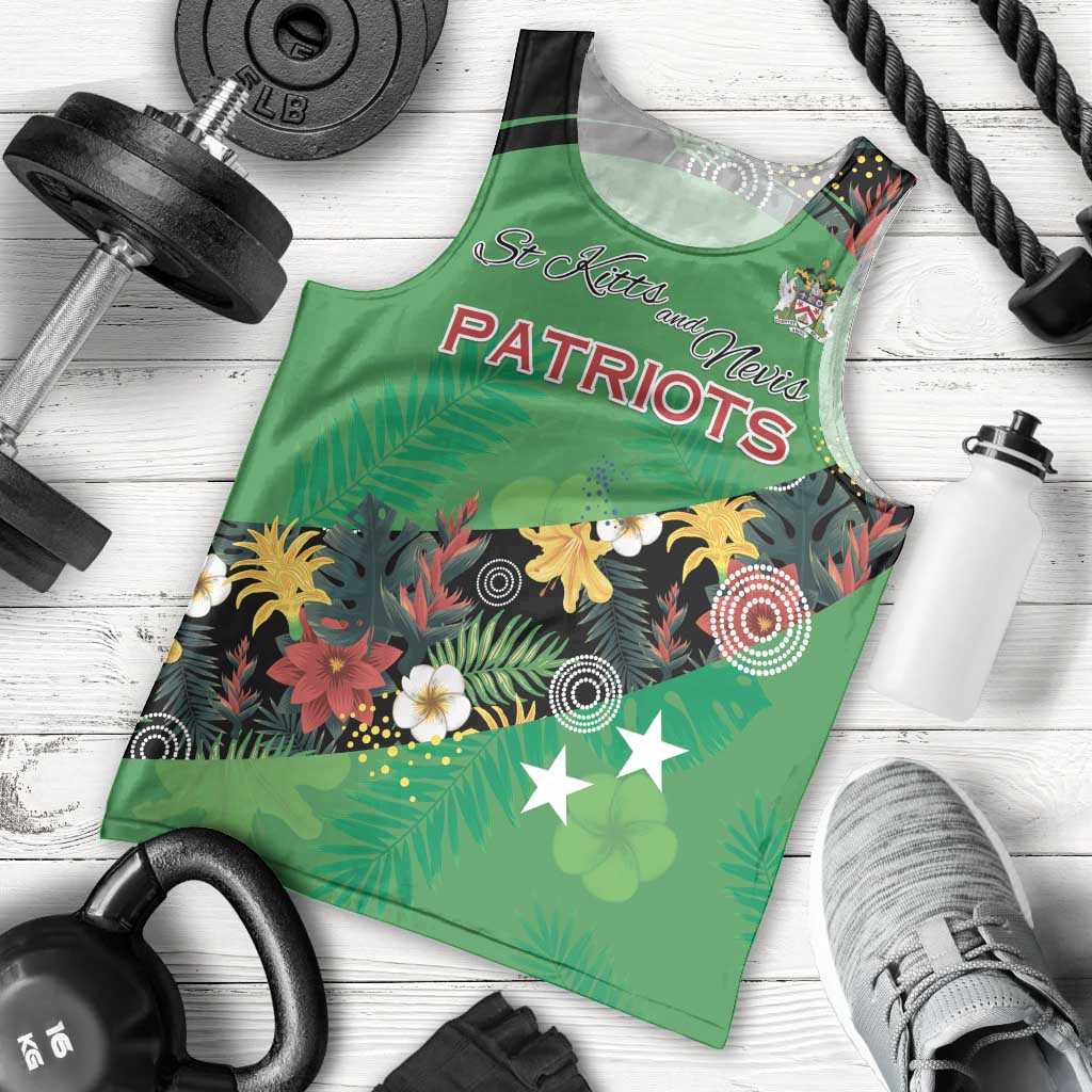Custom St Kitts and Nevis Cricket Men Tank Top Tropical Flowers Jersey