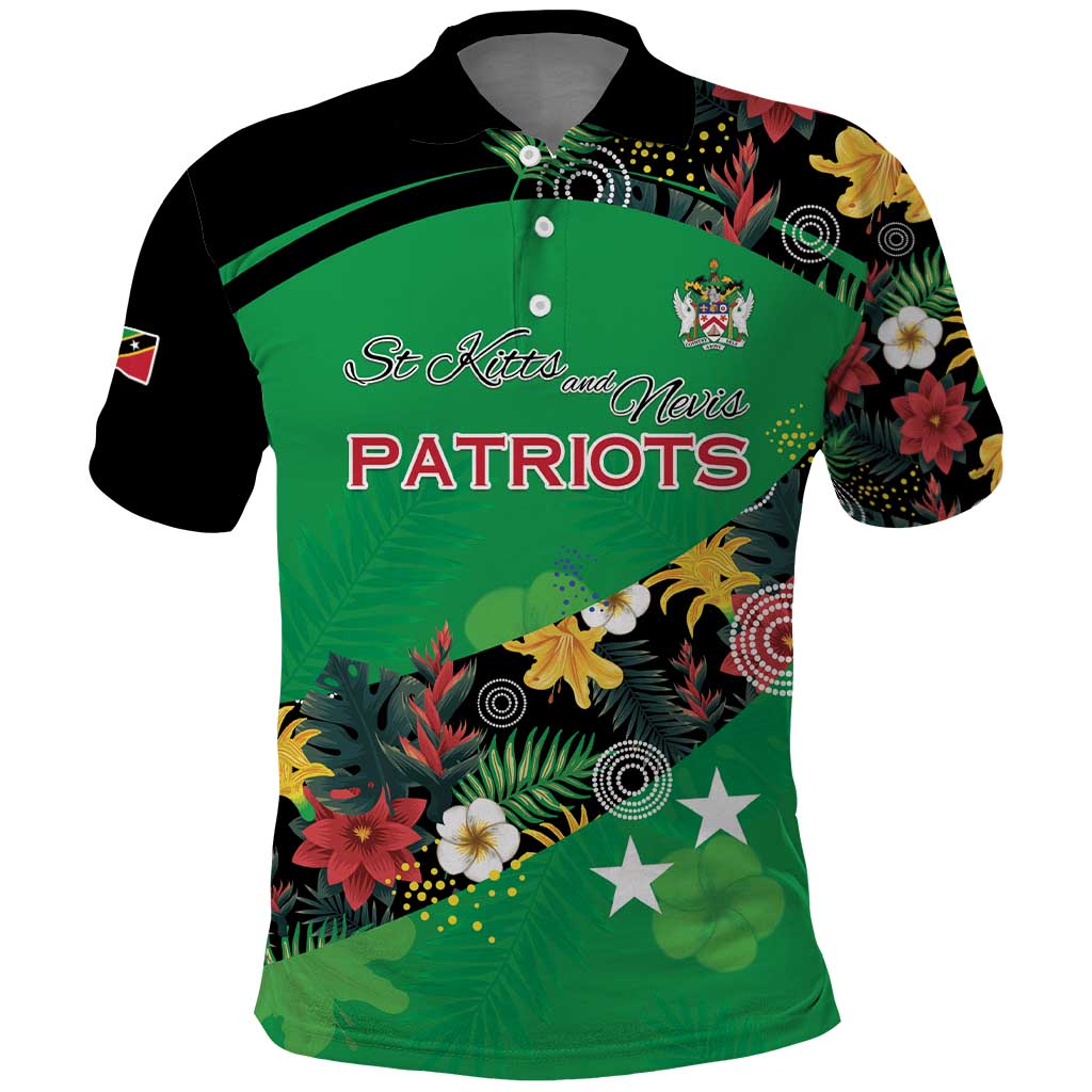 Custom St Kitts and Nevis Cricket Polo Shirt Tropical Flowers Jersey