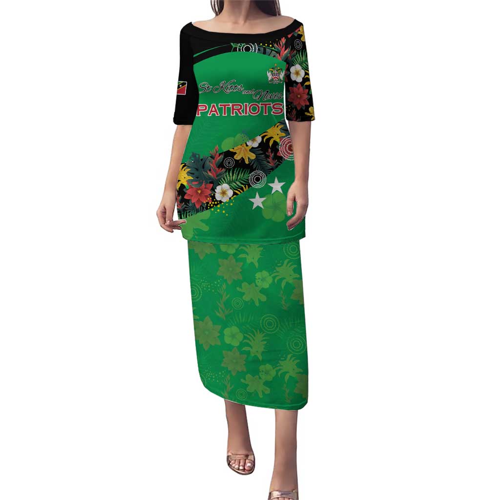 Custom St Kitts and Nevis Cricket Puletasi Tropical Flowers Jersey