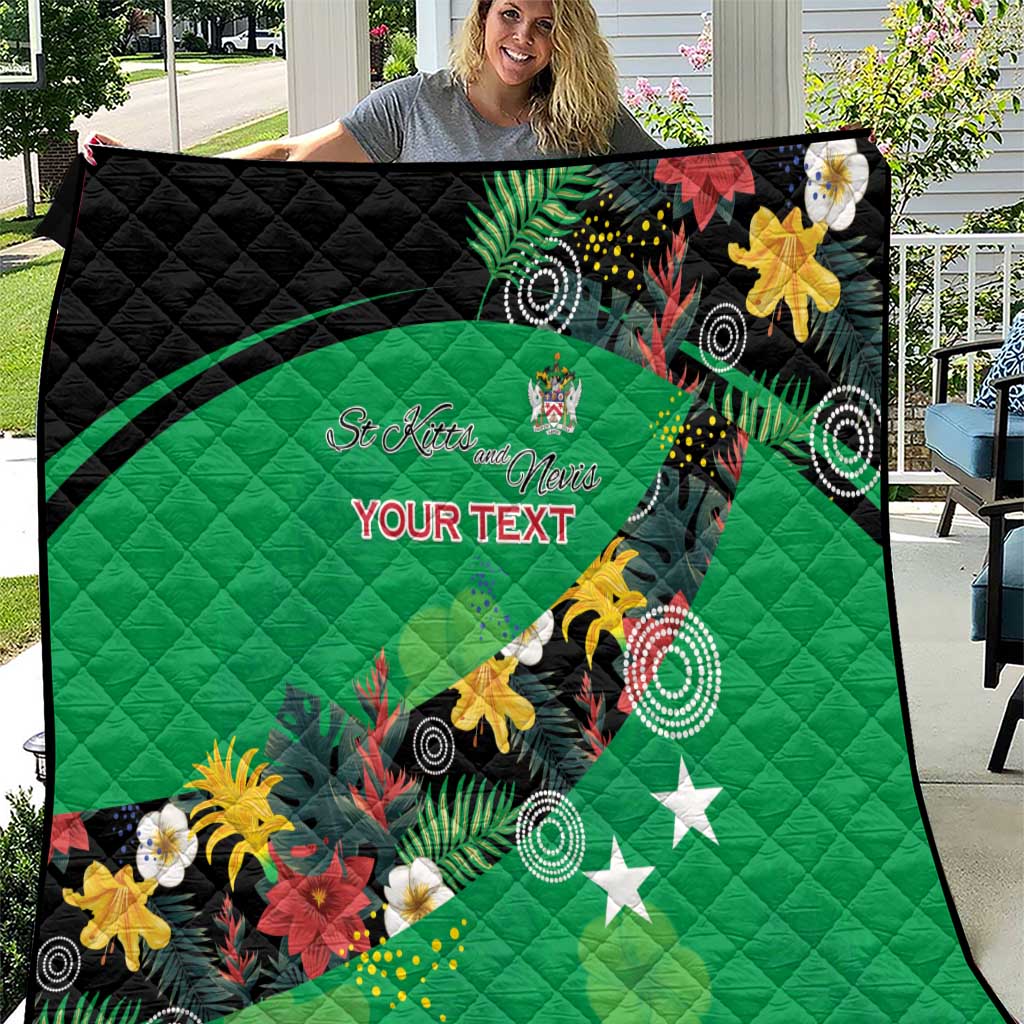 Custom St Kitts and Nevis Cricket Quilt Tropical Flowers Jersey