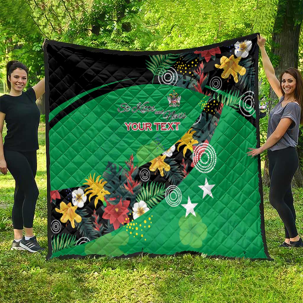 Custom St Kitts and Nevis Cricket Quilt Tropical Flowers Jersey