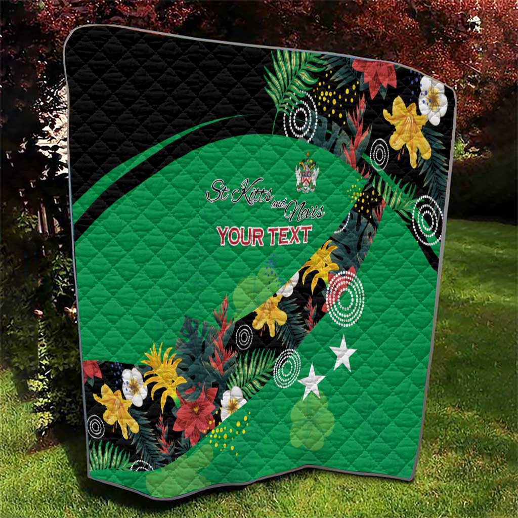 Custom St Kitts and Nevis Cricket Quilt Tropical Flowers Jersey