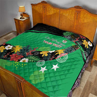 Custom St Kitts and Nevis Cricket Quilt Tropical Flowers Jersey