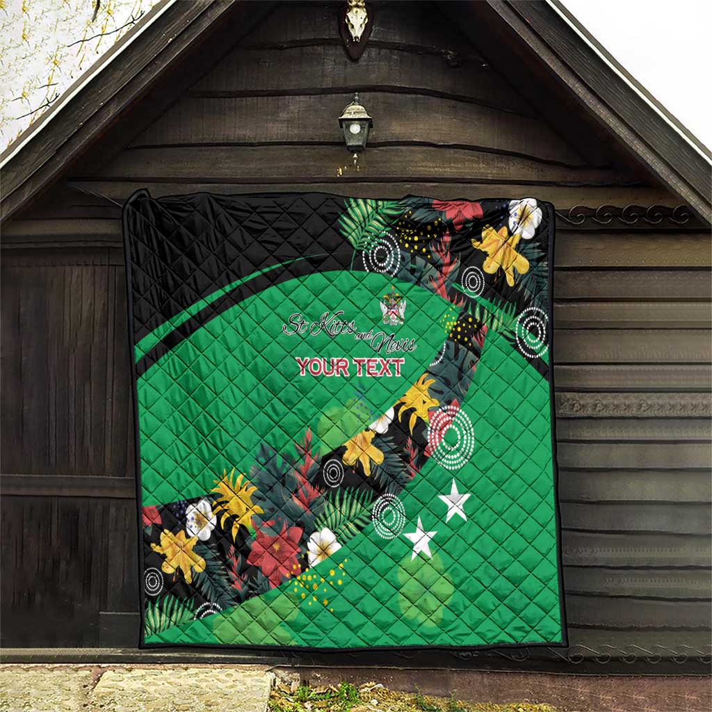 Custom St Kitts and Nevis Cricket Quilt Tropical Flowers Jersey